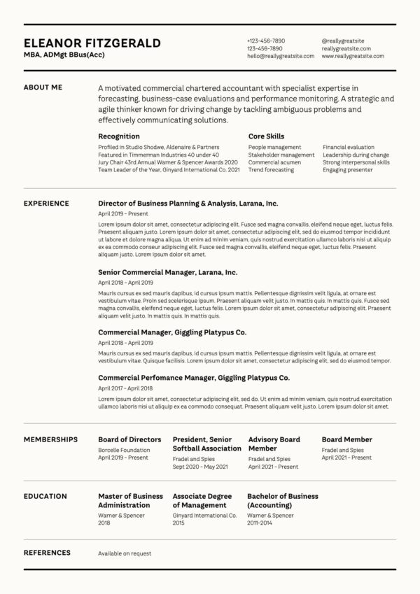 Corporate Finance Resume