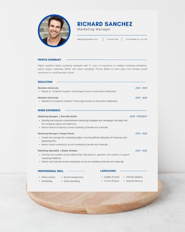 Simple Professional Marketing CV