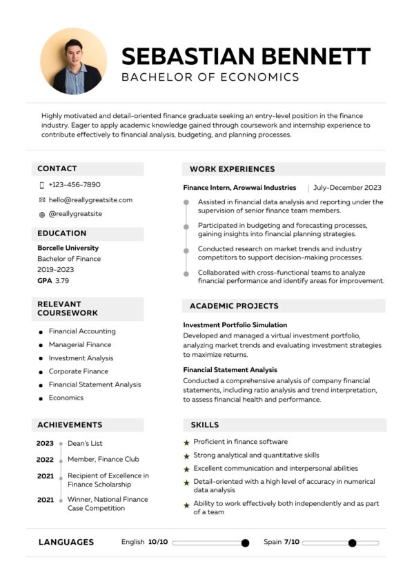 College and Fresh Graduate CV Resume