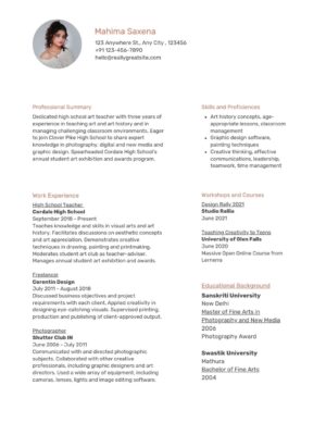 maths teacher resume