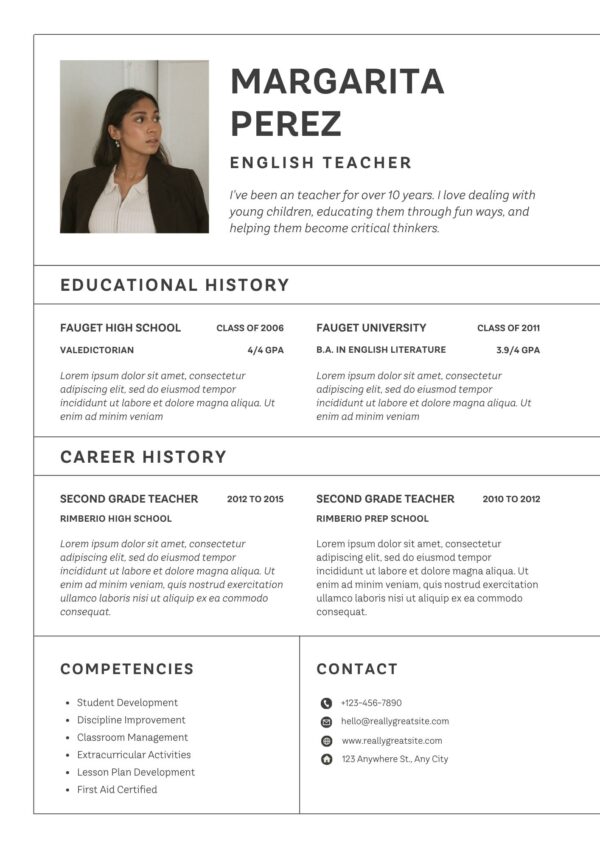 Teacher Resume Download