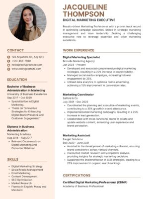 digital marketing resume templates