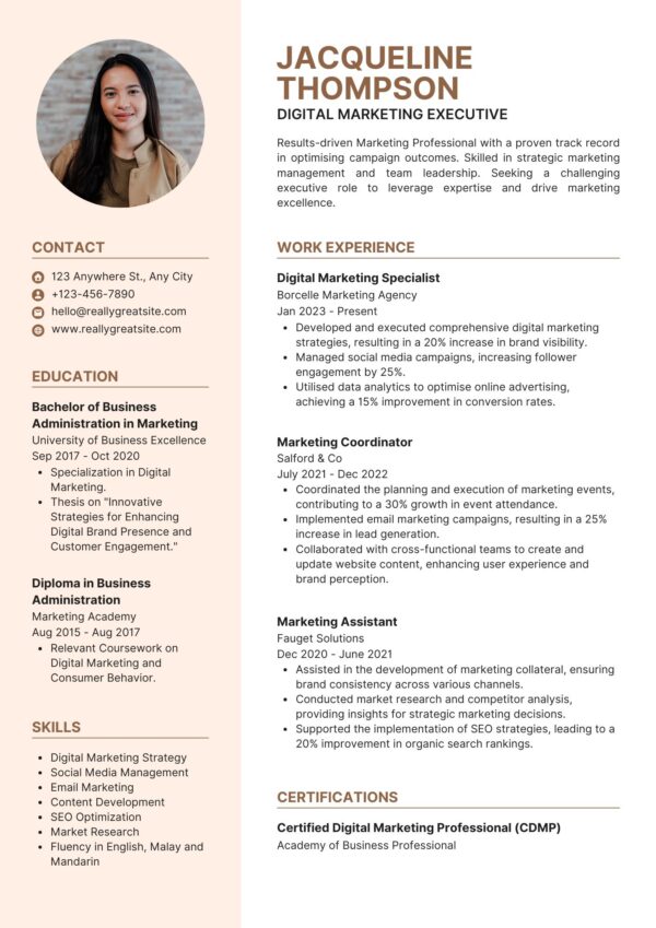 digital marketing resume templates