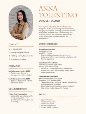 curriculum vitae for student teacher