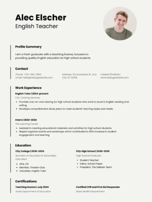 teacher resume template