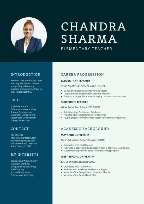 canva teacher resume