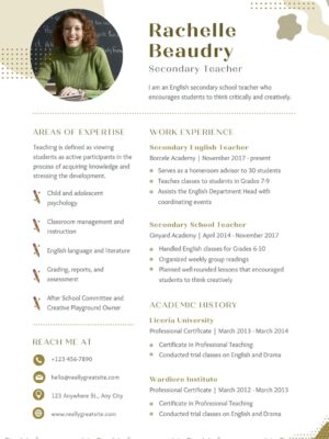 professional teacher resume template