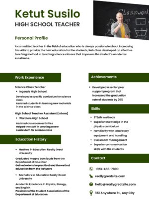 1 year teaching experience resume