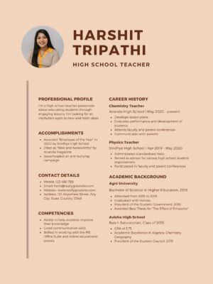 curriculum vitae for student teacher