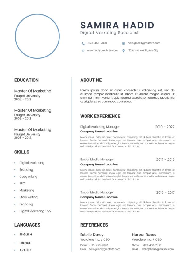 digital marketing manager resume