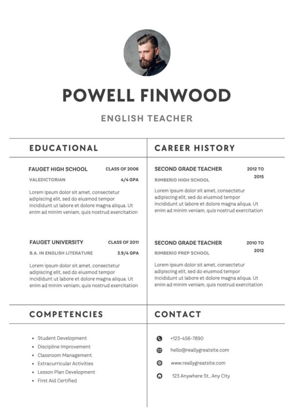 english teacher cv