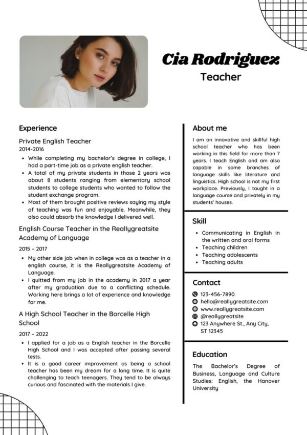 english instructor resume